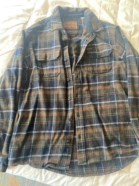 Orvis Blue and Brown Plaid Lightweight Shirt Jacket